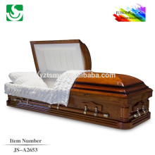 Highlights brown wooden US style casket from china